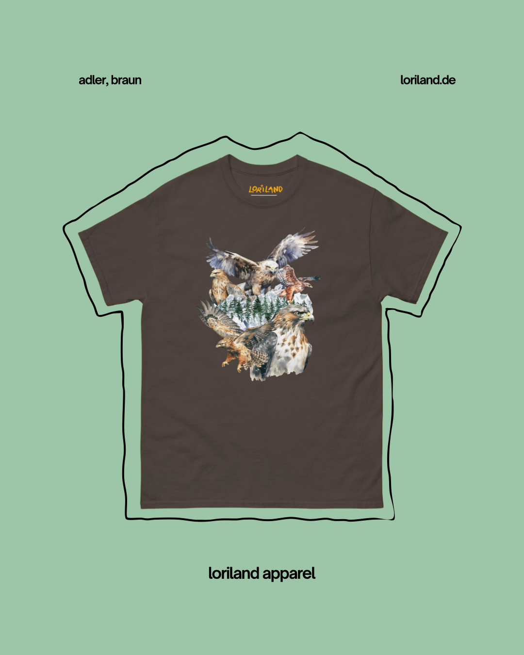 Unisex T-Shirt mit Retro Aufdruck, Adler