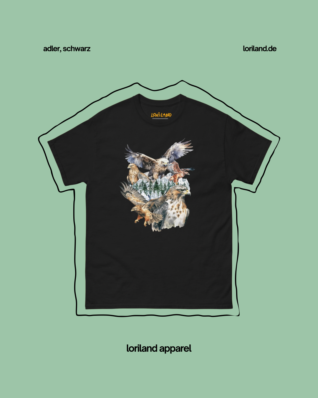 Unisex T-Shirt mit Retro Aufdruck, Adler