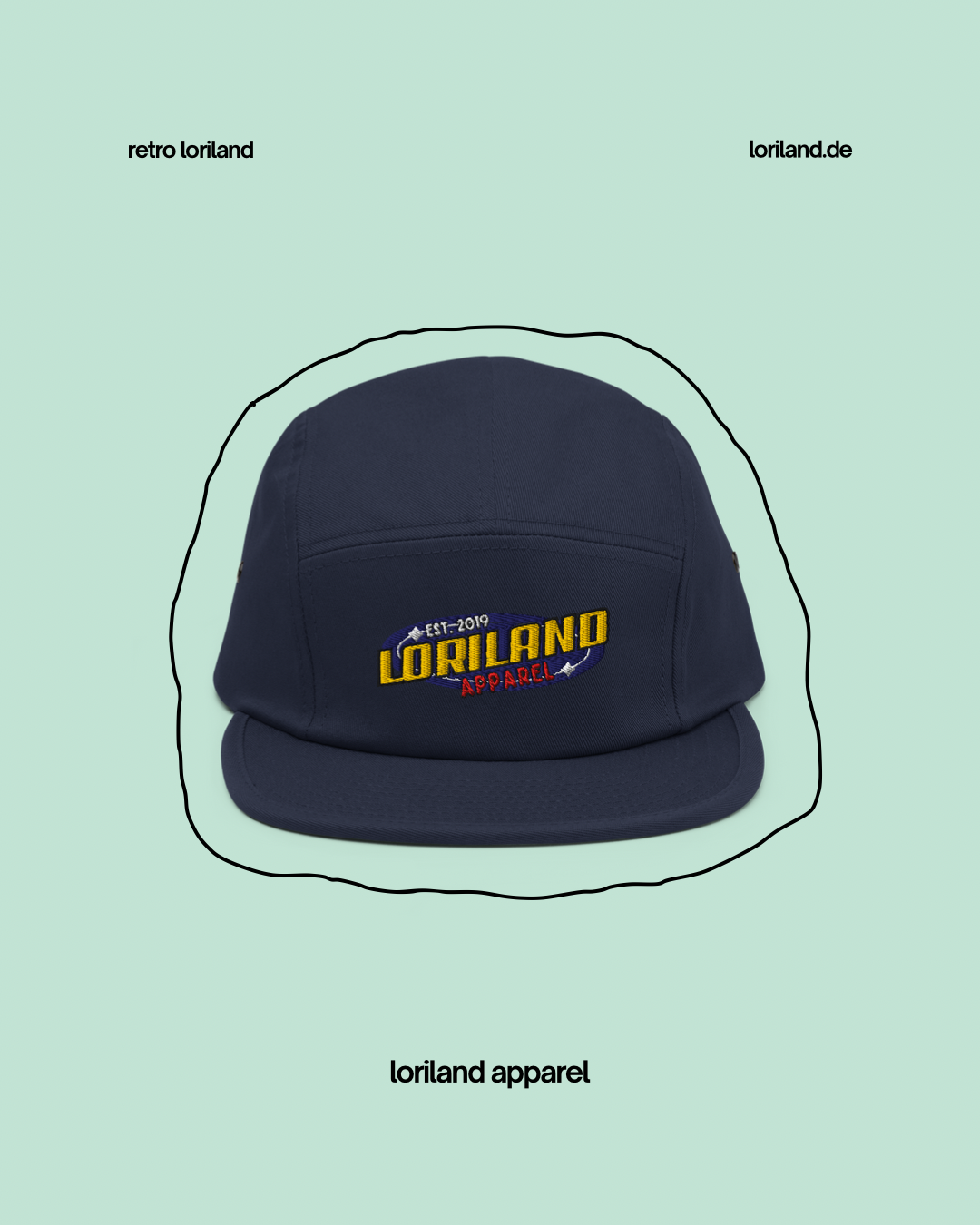 Five-Panel-Cap, Retro Loriland Apparel Logo