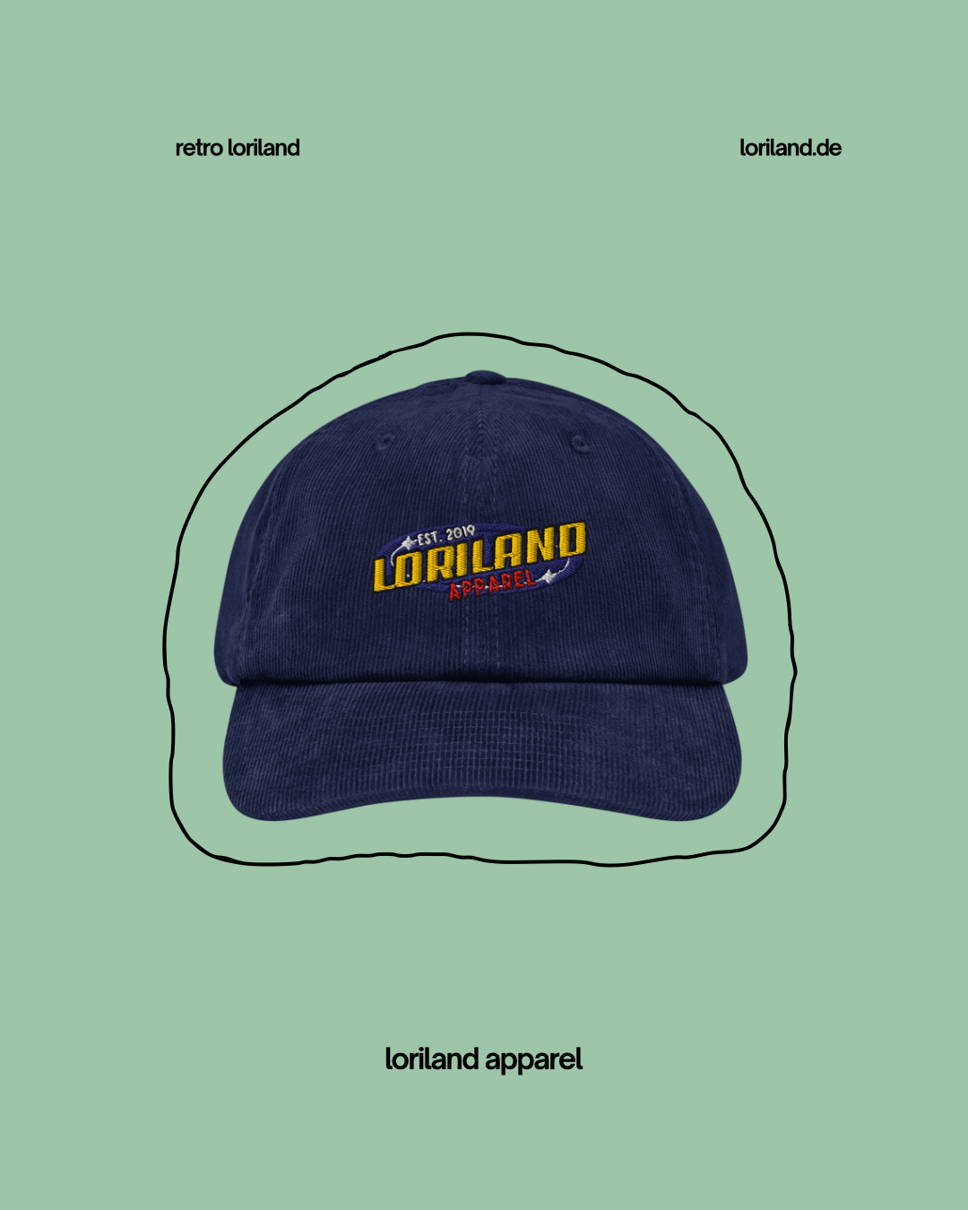 Cord Cap, Retro Loriland Apparel Logo