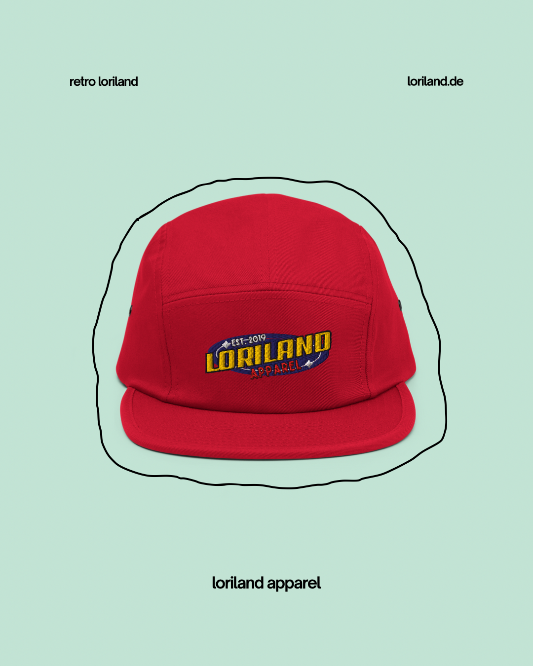 Five-Panel-Cap, Retro Loriland Apparel Logo