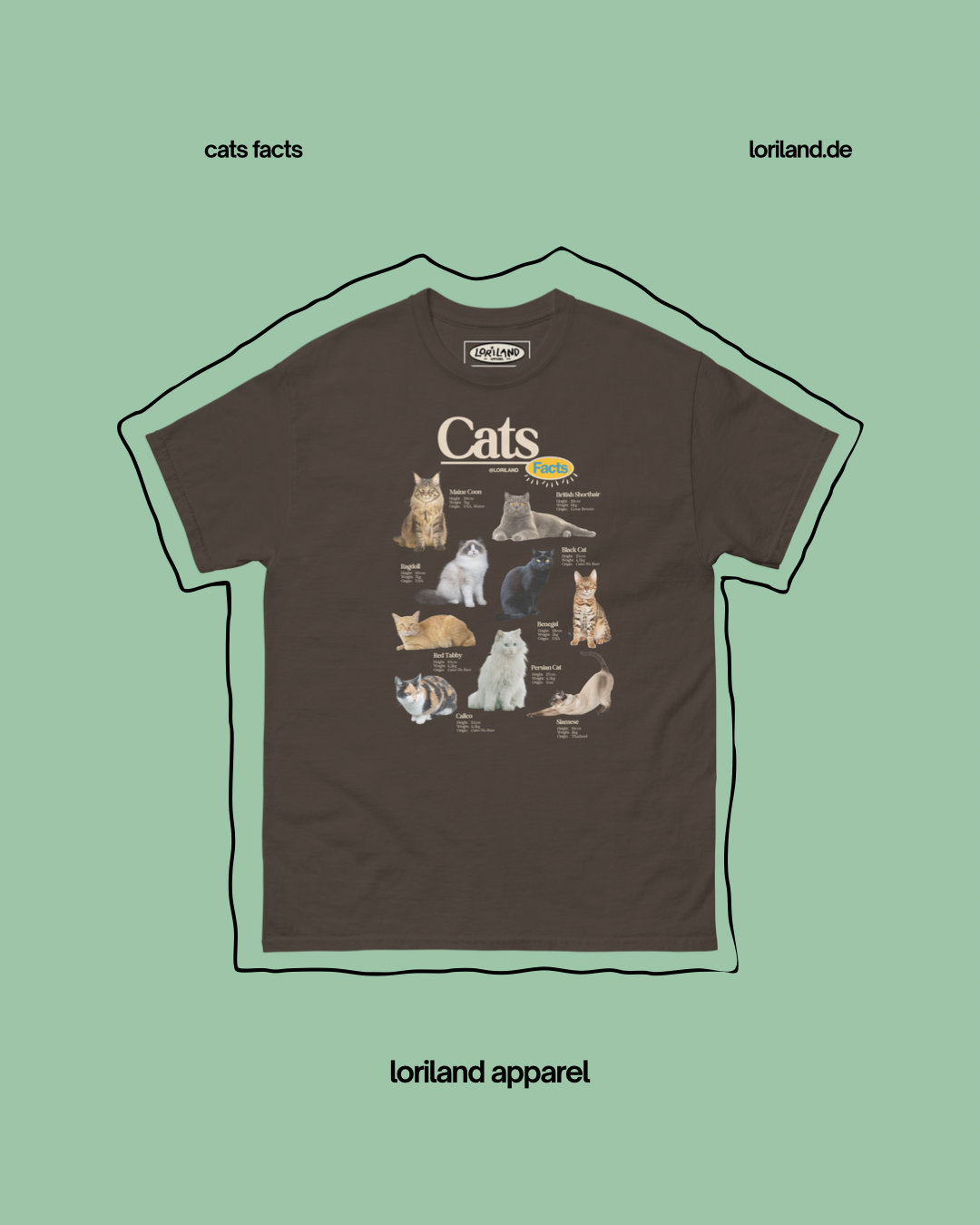 Cats Facts / Unisex T-Shirt mit Retro Aufdruck / Loriland Apparel