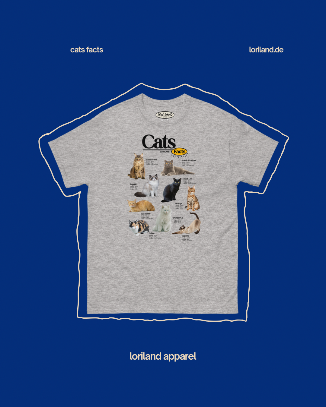 Cats Facts / Unisex T-Shirt mit Retro Aufdruck / Loriland Apparel