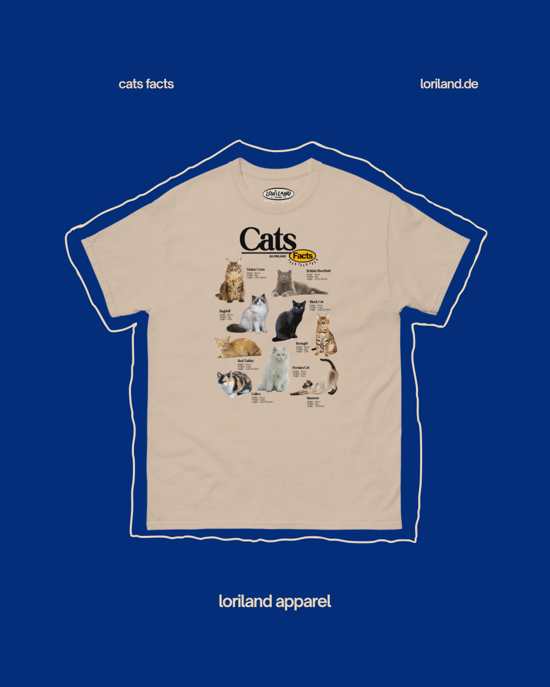Cats Facts / Unisex T-Shirt mit Retro Aufdruck / Loriland Apparel