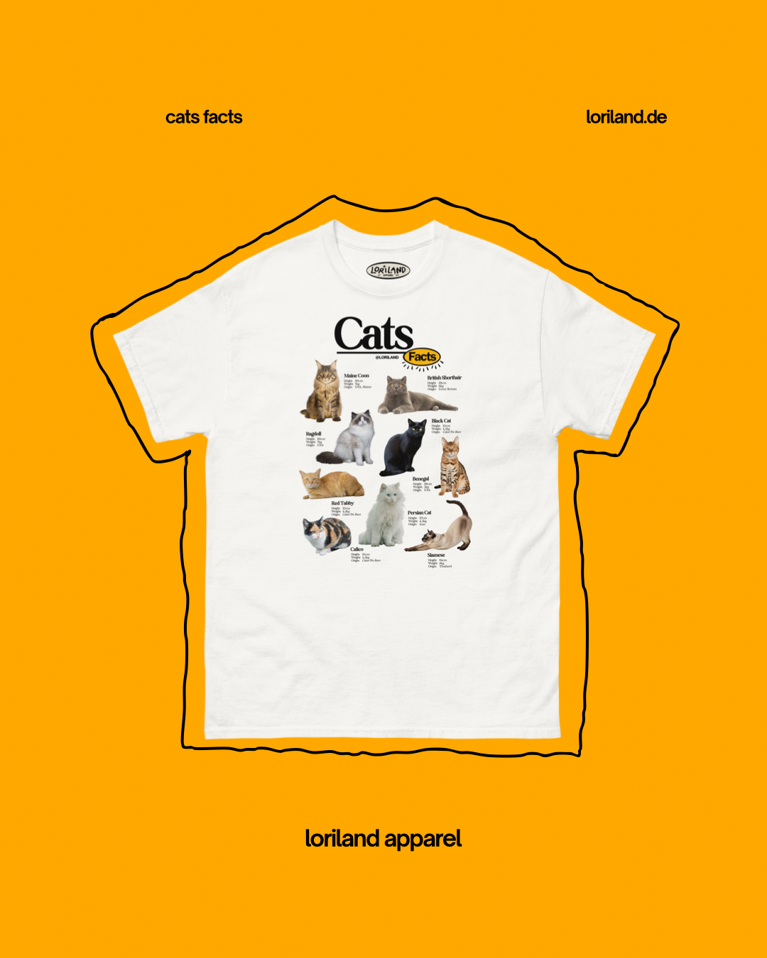 Cats Facts / Unisex T-Shirt mit Retro Aufdruck / Loriland Apparel