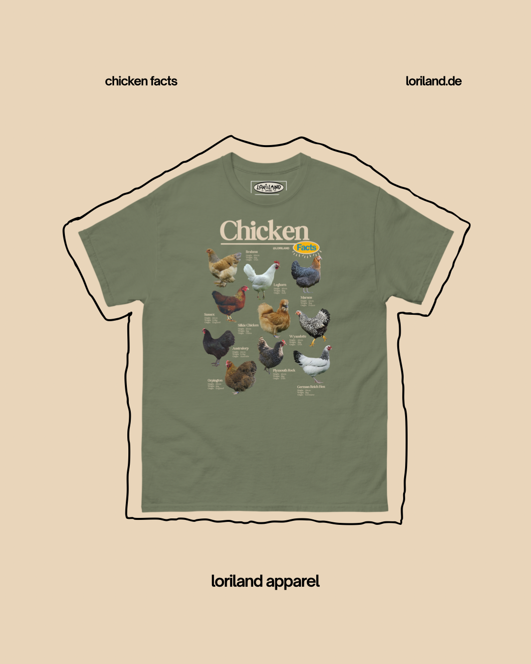Chicken Facts Shirt / Unisex T-Shirt mit Retro Aufdruck / Loriland Apparel