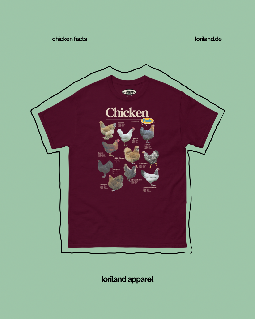 Chicken Facts Shirt / Unisex T-Shirt mit Retro Aufdruck / Loriland Apparel