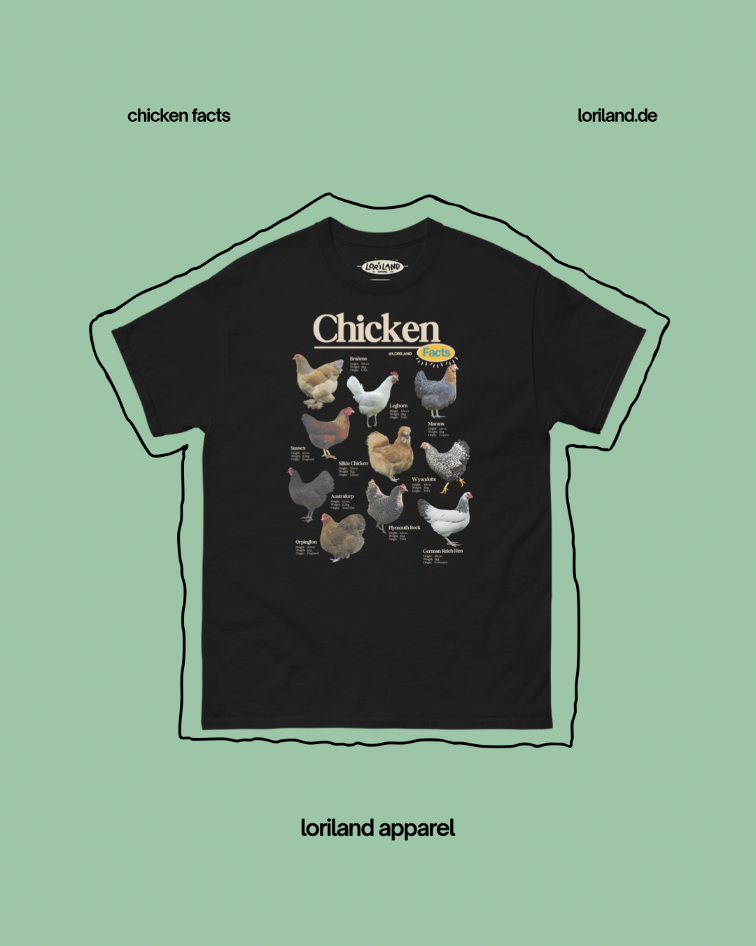 Chicken Facts Shirt / Unisex T-Shirt mit Retro Aufdruck / Loriland Apparel