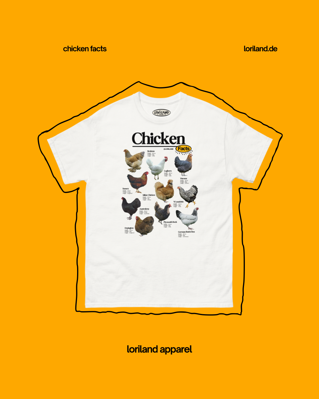 Chicken Facts Shirt / Unisex T-Shirt mit Retro Aufdruck / Loriland Apparel