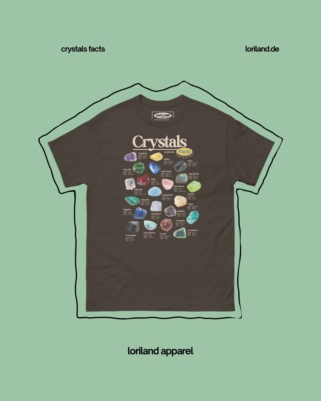 Crystals Facts / Unisex T-Shirt mit Retro Aufdruck / Loriland Apparel