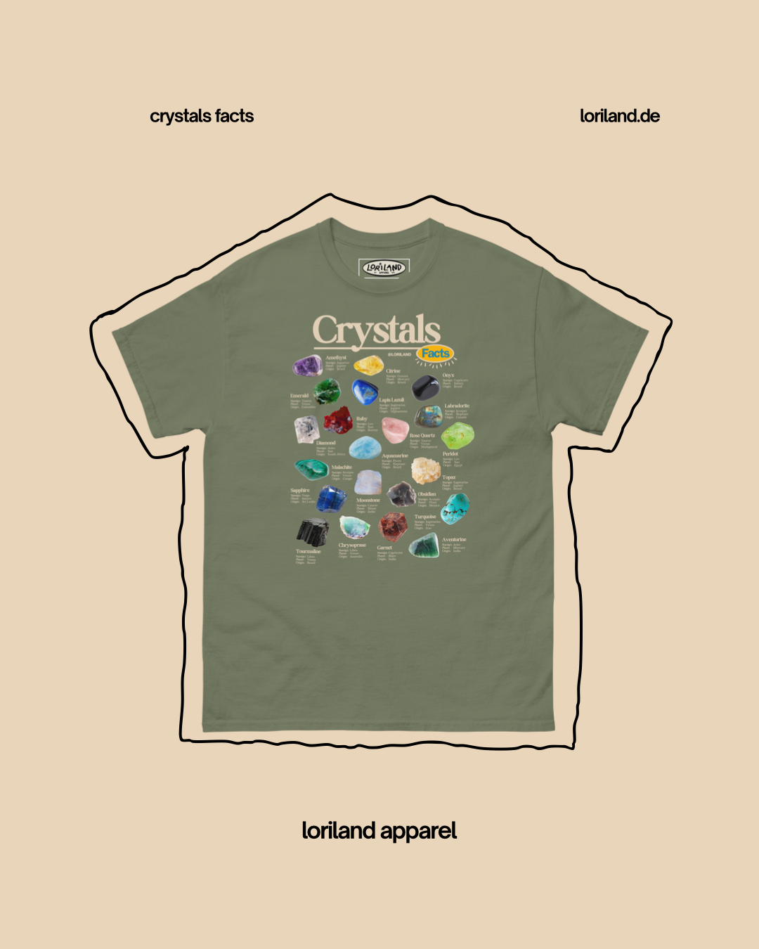 Crystals Facts / Unisex T-Shirt mit Retro Aufdruck / Loriland Apparel