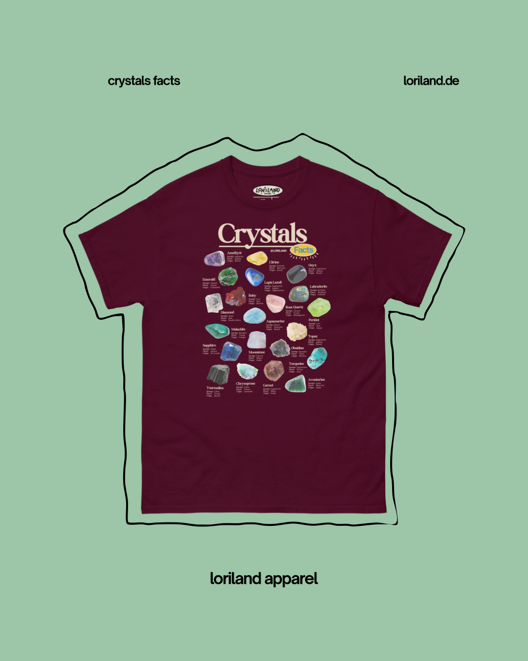 Crystals Facts / Unisex T-Shirt mit Retro Aufdruck / Loriland Apparel