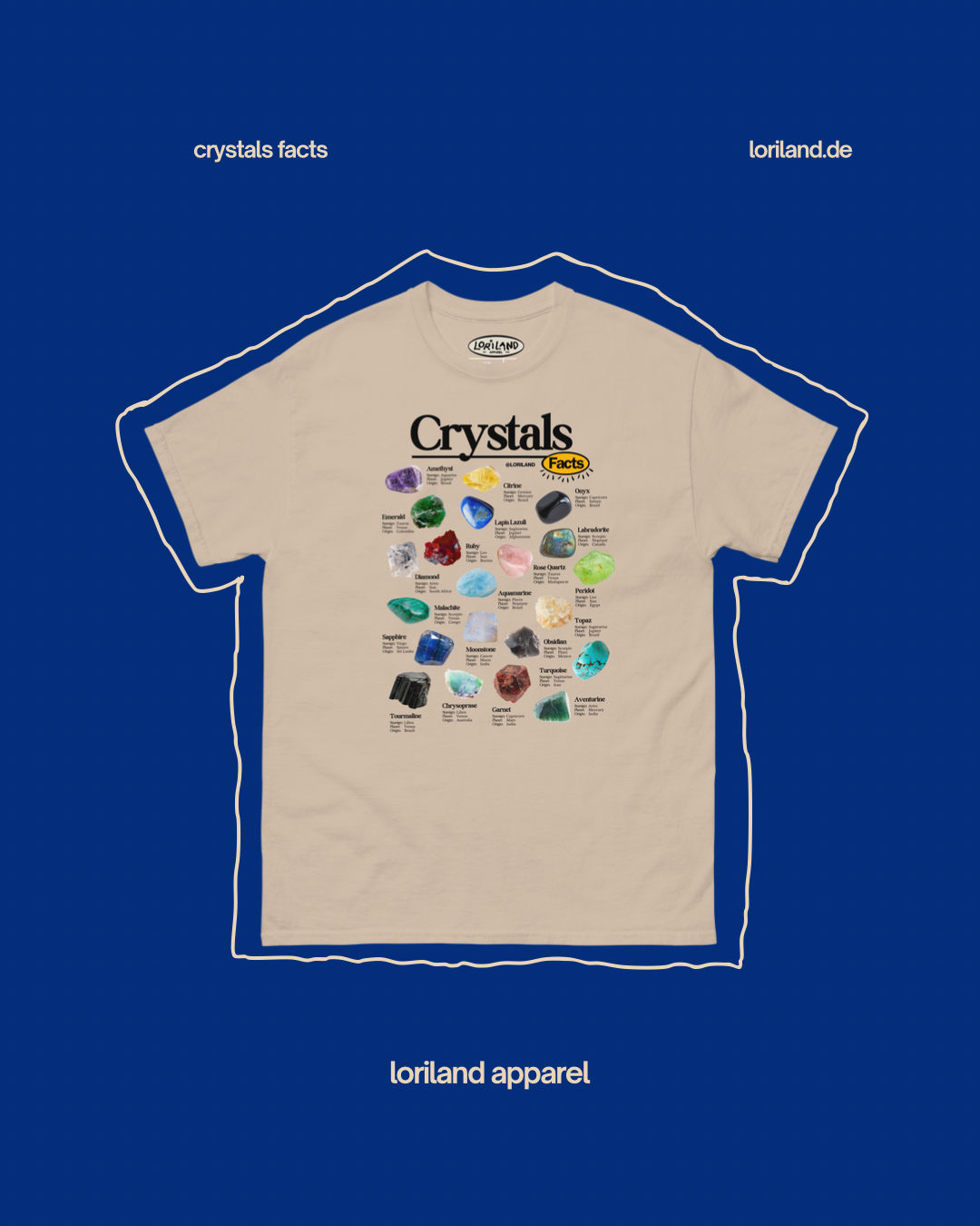 Crystals Facts / Unisex T-Shirt mit Retro Aufdruck / Loriland Apparel