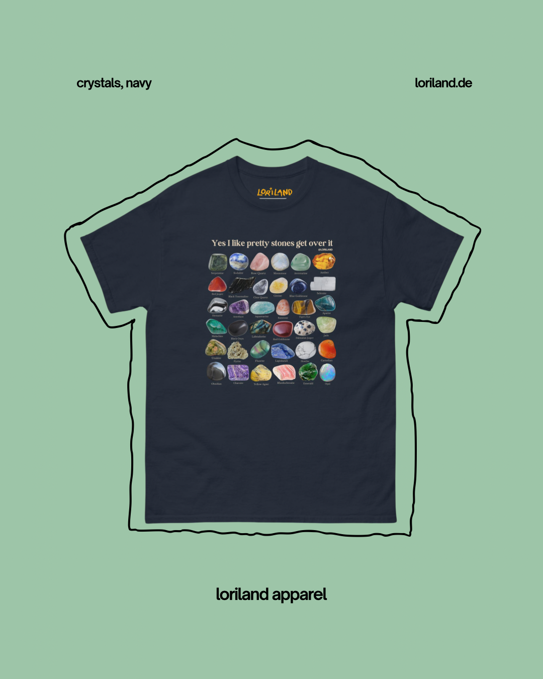 Unisex T-Shirt mit Retro Aufdruck, Crystals