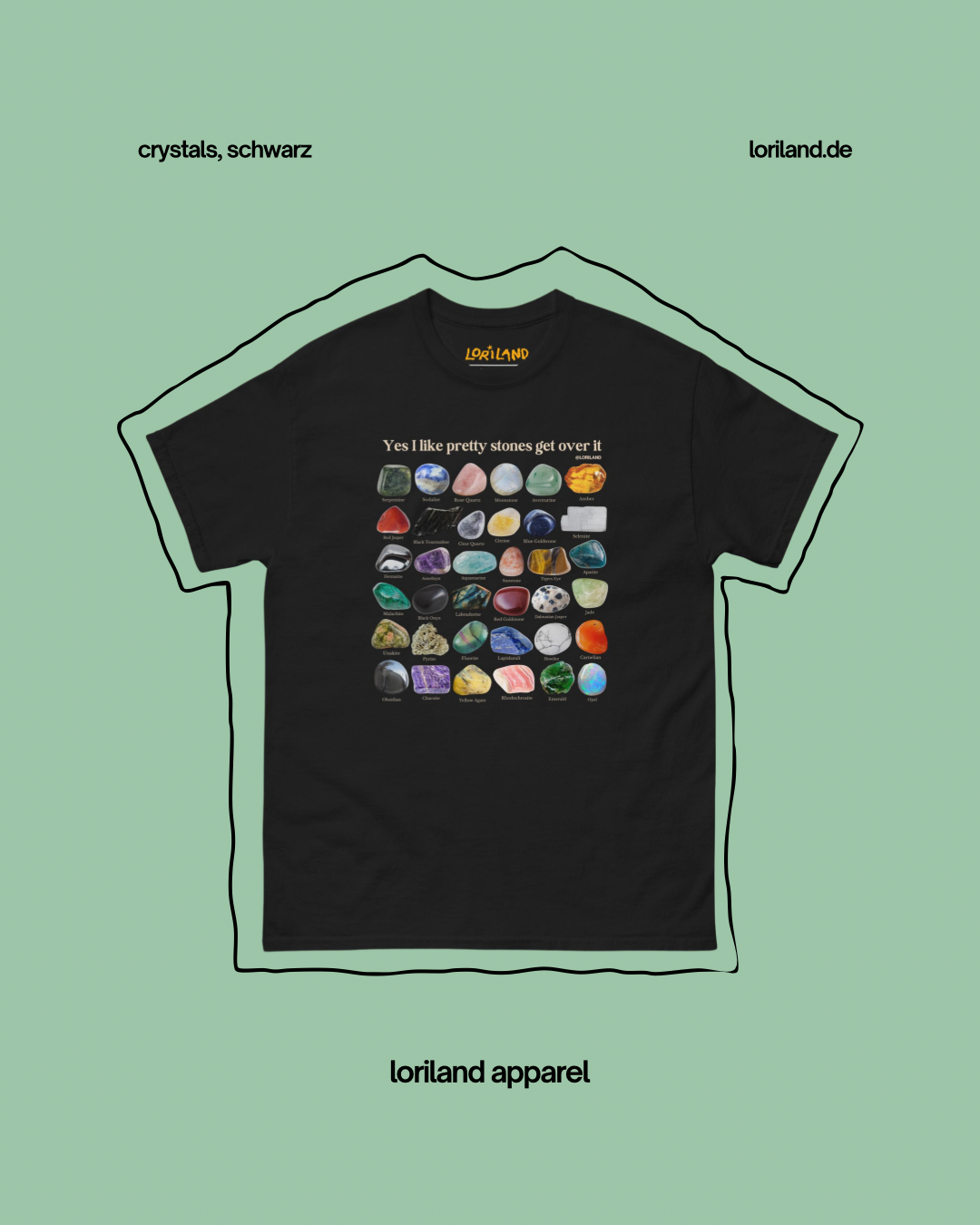 Unisex T-Shirt mit Retro Aufdruck, Crystals