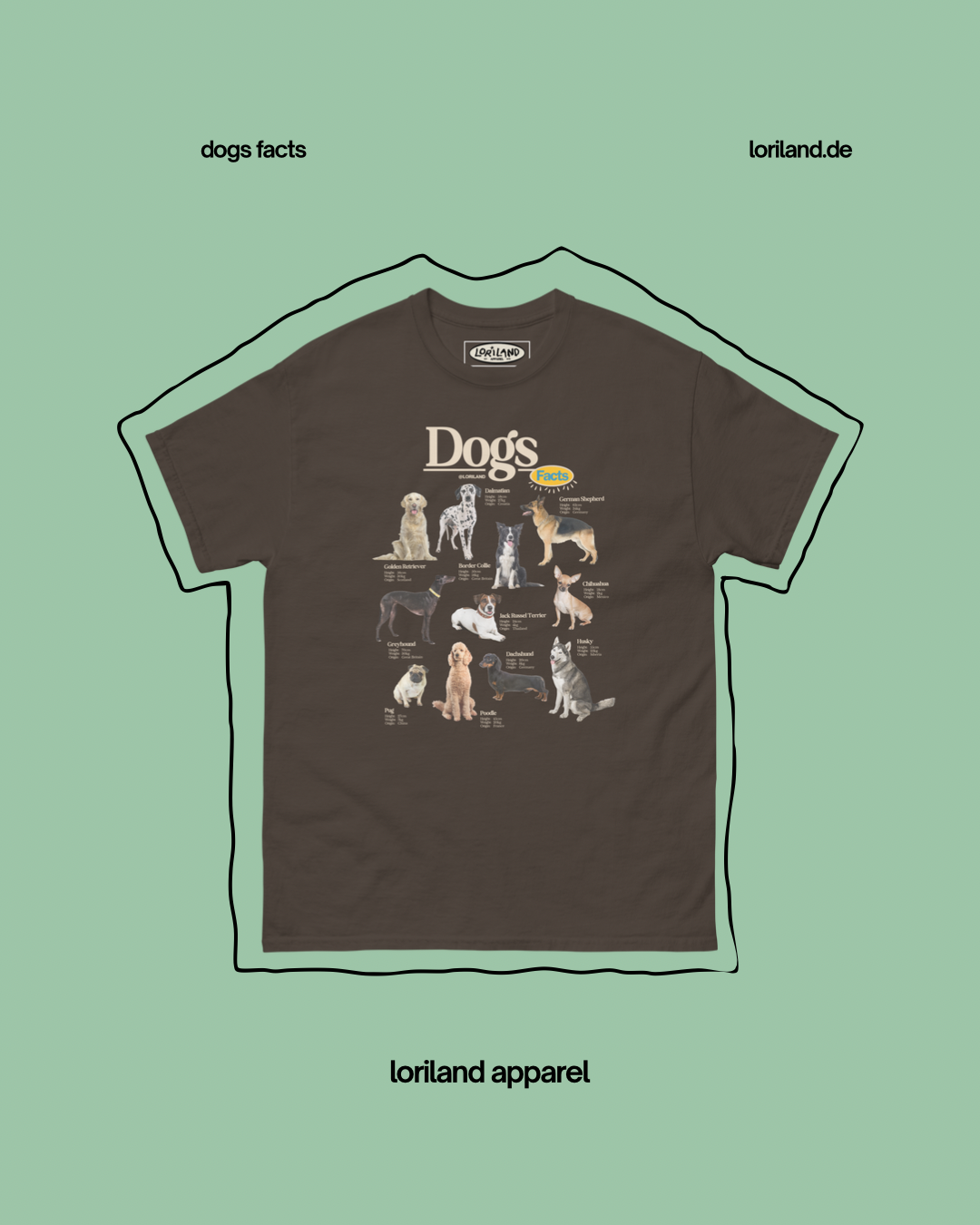 Dogs Facts / Unisex T-Shirt mit Retro Aufdruck / Loriland Apparel