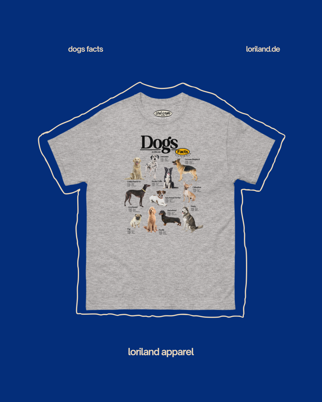 Dogs Facts / Unisex T-Shirt mit Retro Aufdruck / Loriland Apparel