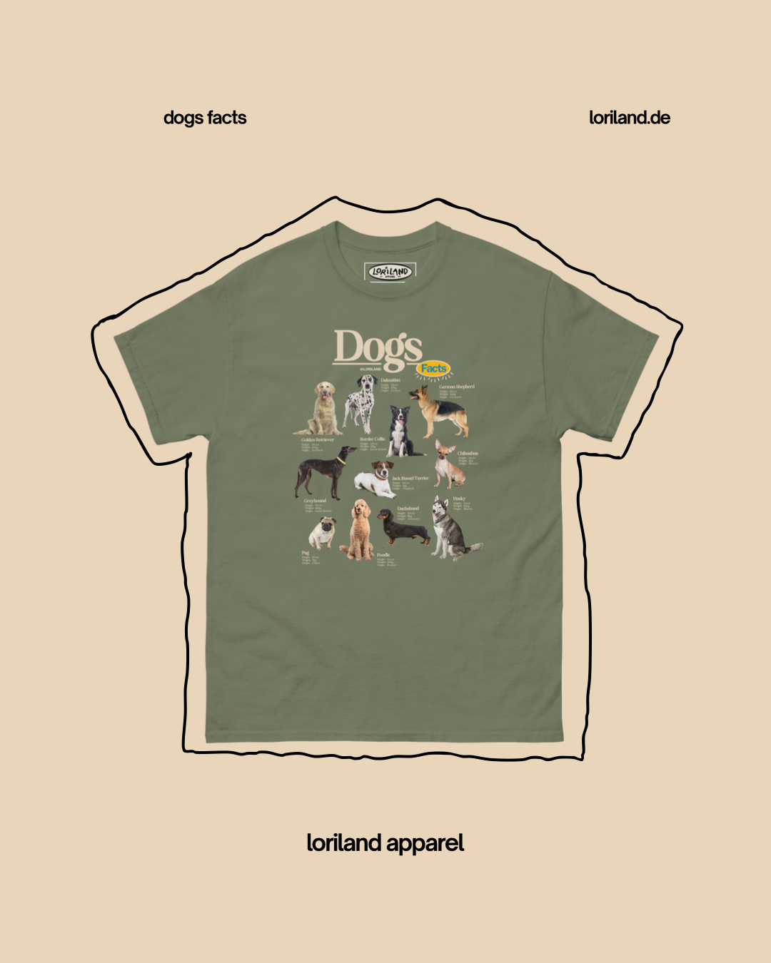 Dogs Facts / Unisex T-Shirt mit Retro Aufdruck / Loriland Apparel