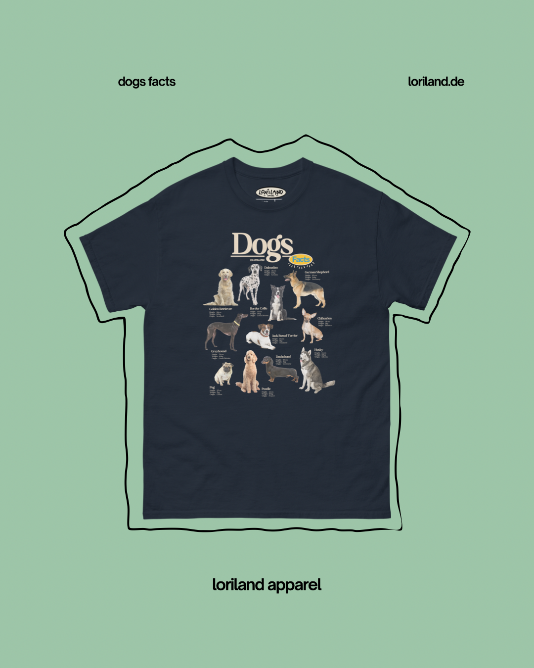 Dogs Facts / Unisex T-Shirt mit Retro Aufdruck / Loriland Apparel