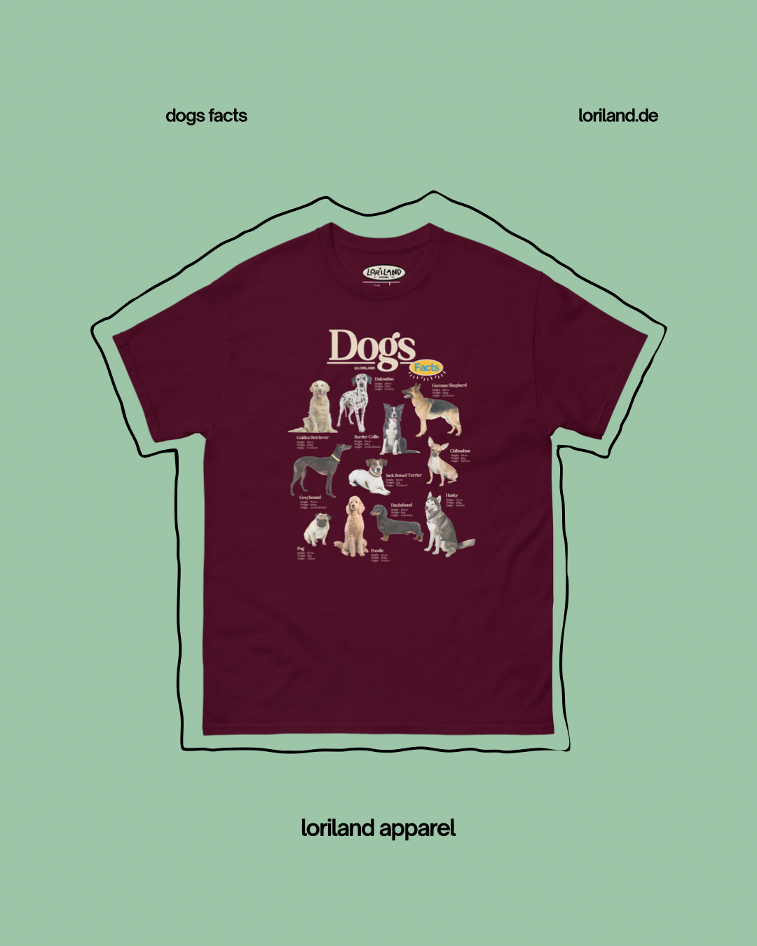 Dogs Facts / Unisex T-Shirt mit Retro Aufdruck / Loriland Apparel