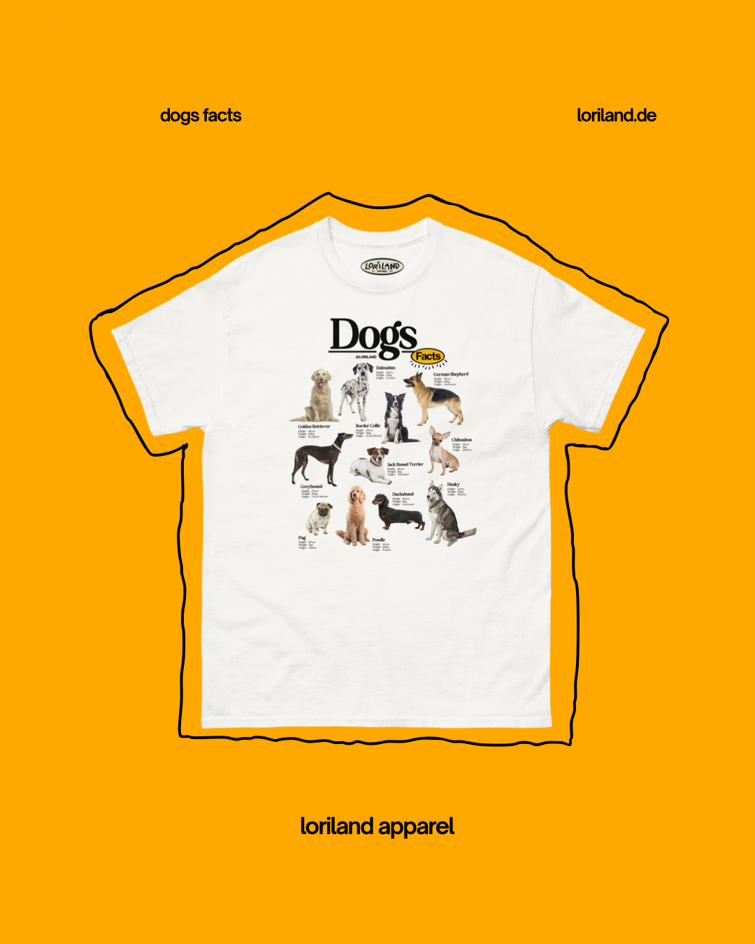 Dogs Facts / Unisex T-Shirt mit Retro Aufdruck / Loriland Apparel