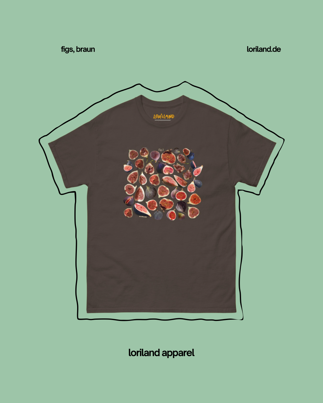 Unisex T-Shirt mit Retro Aufdruck, Feigen