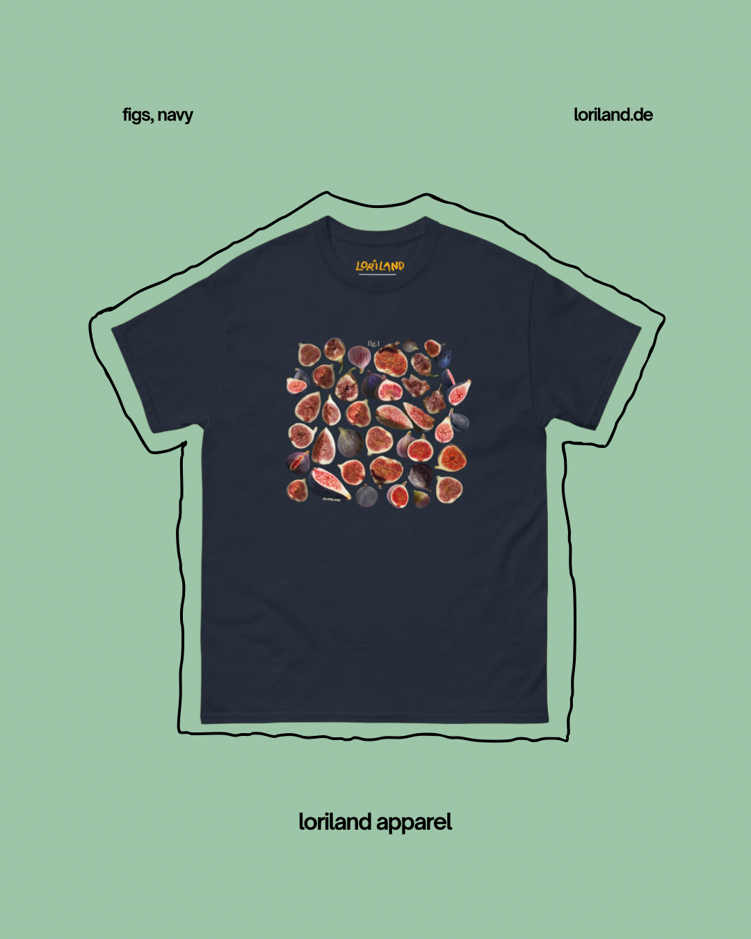 Unisex T-Shirt mit Retro Aufdruck, Feigen