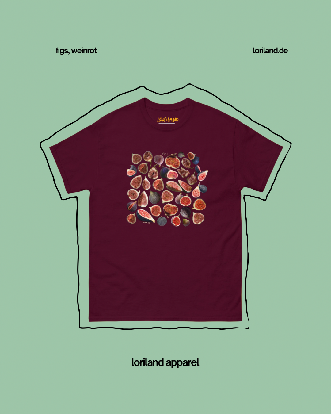 Unisex T-Shirt mit Retro Aufdruck, Feigen