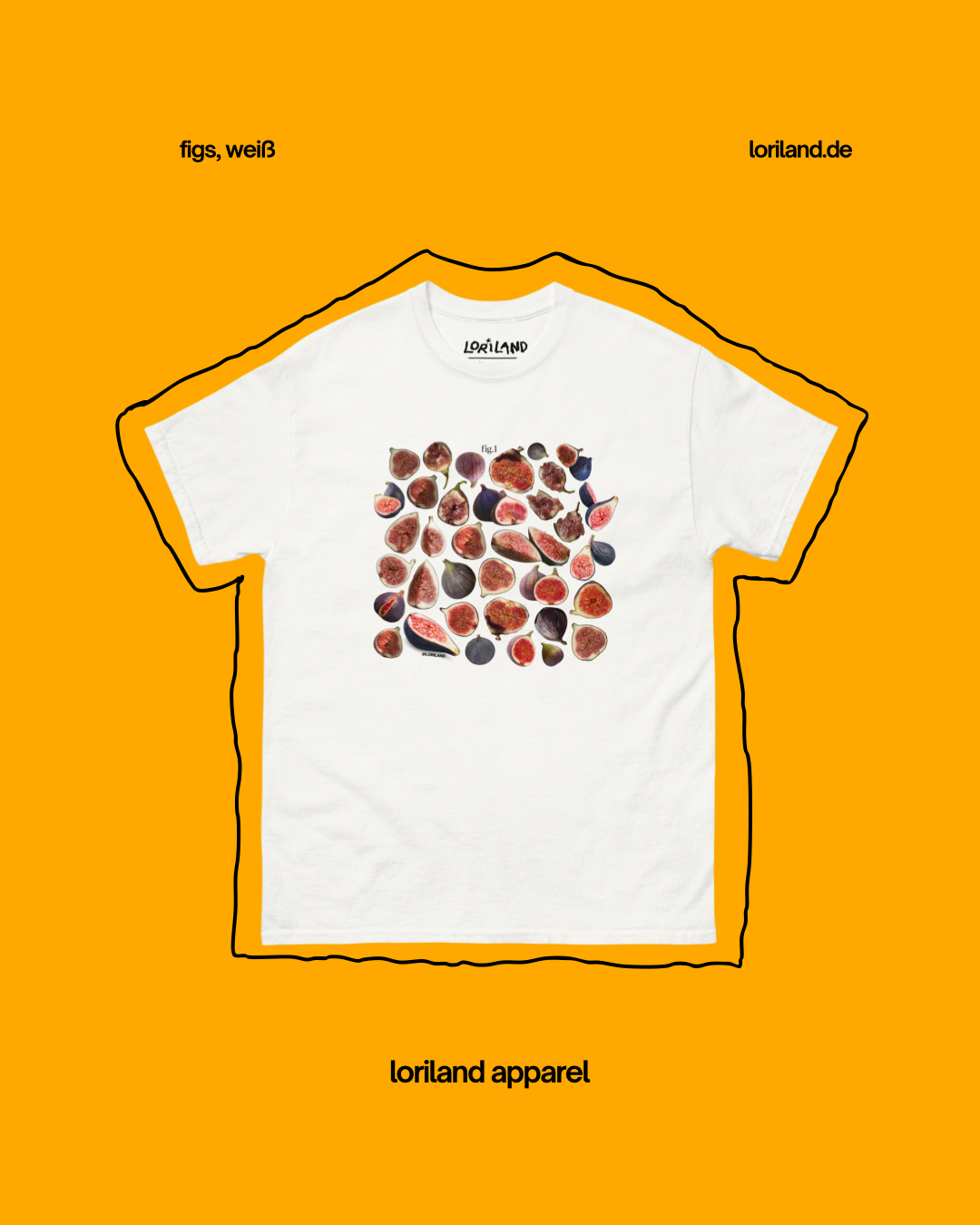 Unisex T-Shirt mit Retro Aufdruck, Feigen