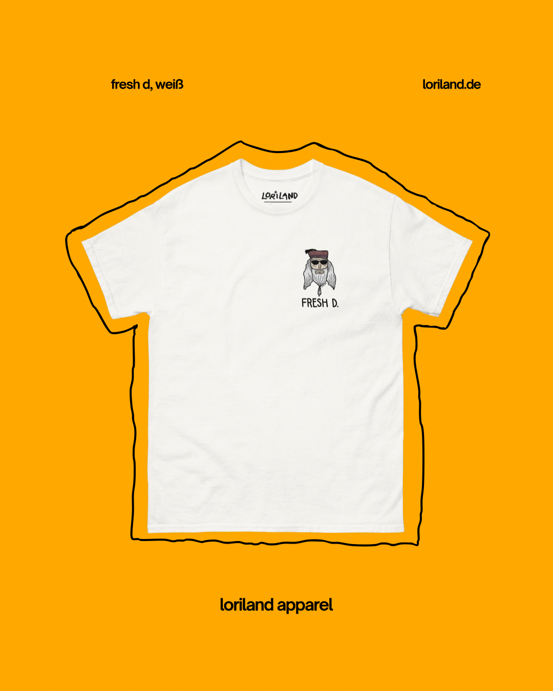 Unisex T-Shirt mit Retro Aufdruck, Fresh D