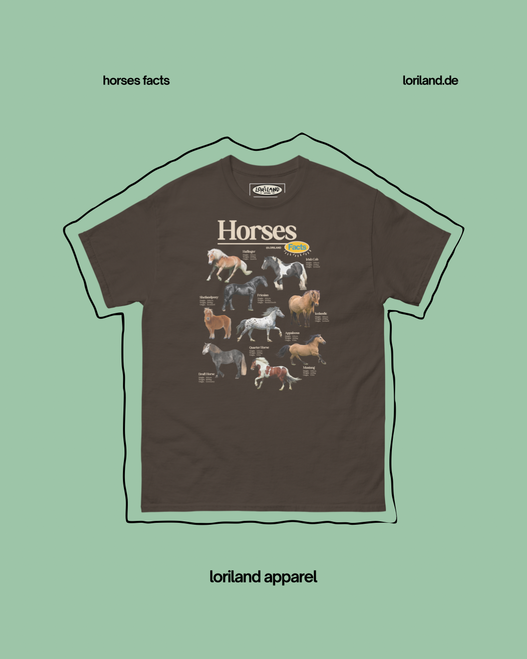 Horses Facts / Unisex T-Shirt mit Retro Aufdruck / Loriland Apparel