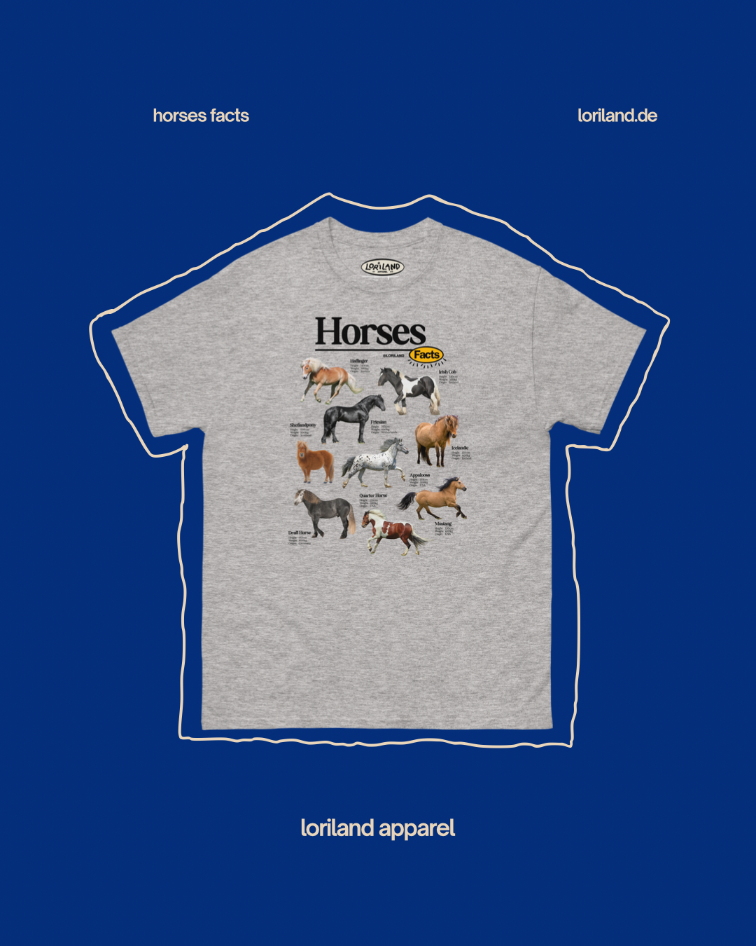 Horses Facts / Unisex T-Shirt mit Retro Aufdruck / Loriland Apparel