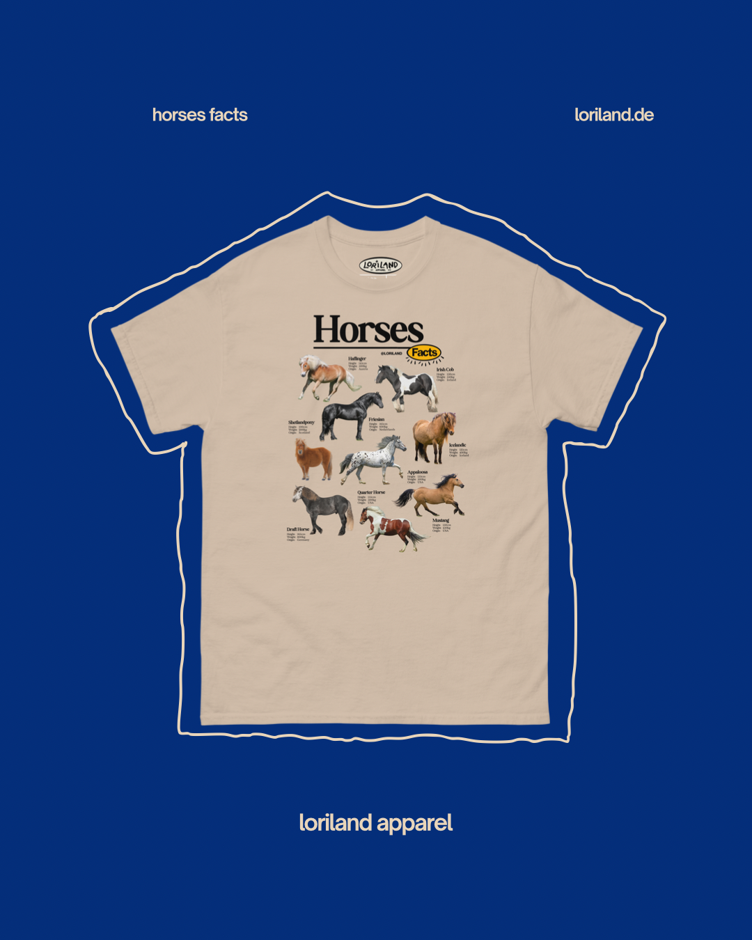 Horses Facts / Unisex T-Shirt mit Retro Aufdruck / Loriland Apparel