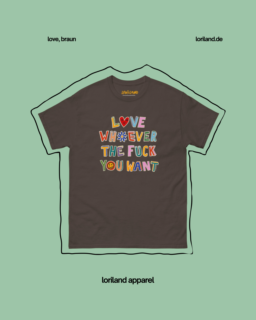 Unisex T-Shirt mit Retro Aufdruck, Love Whoever You Want