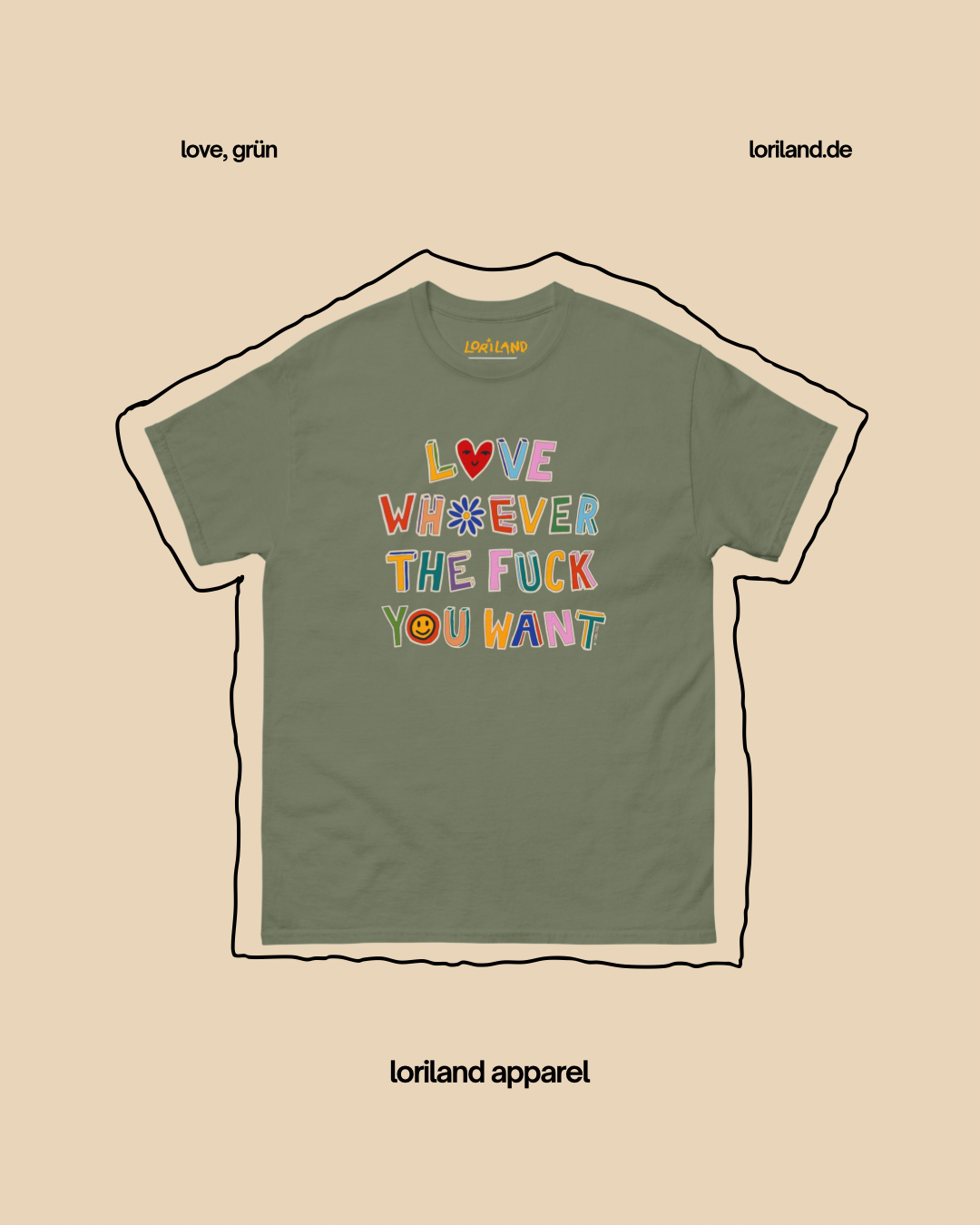 Unisex T-Shirt mit Retro Aufdruck, Love Whoever You Want
