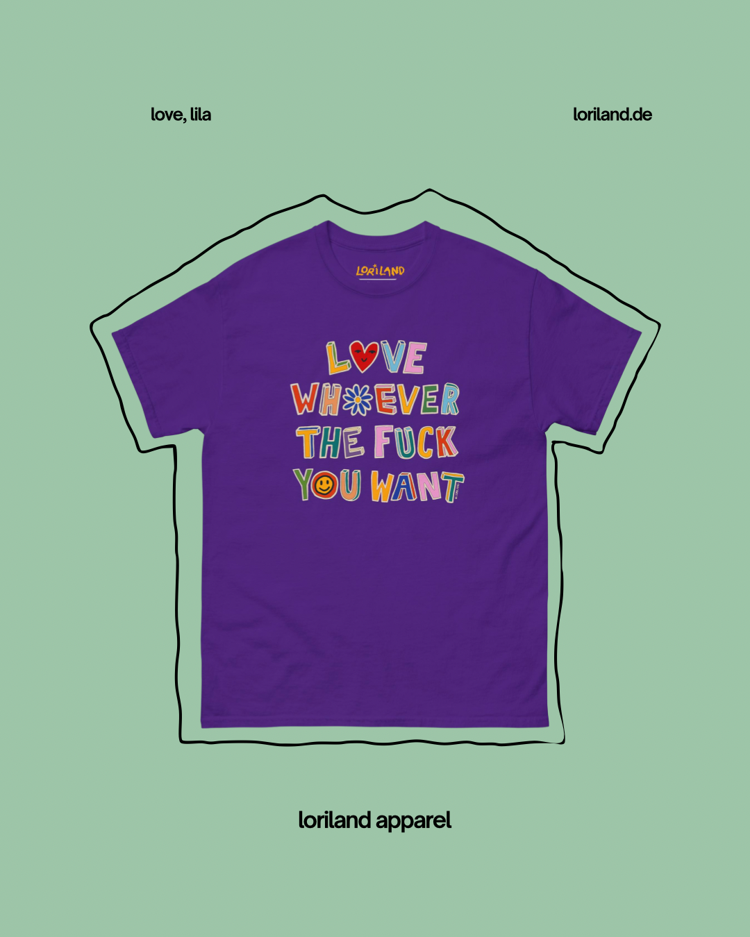 Unisex T-Shirt mit Retro Aufdruck, Love Whoever You Want