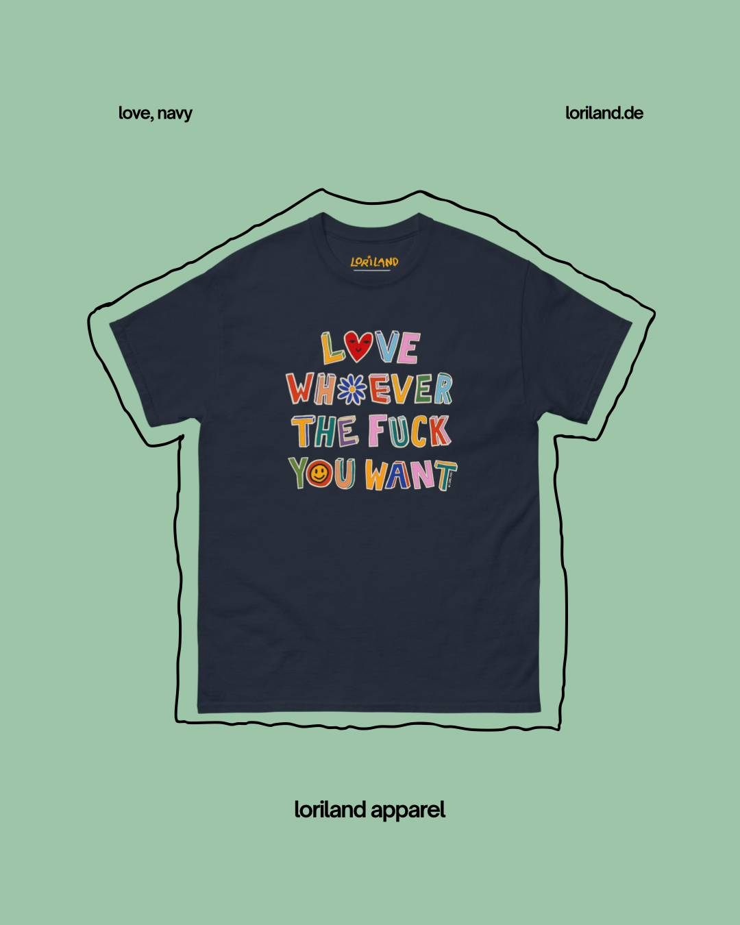 Unisex T-Shirt mit Retro Aufdruck, Love Whoever You Want