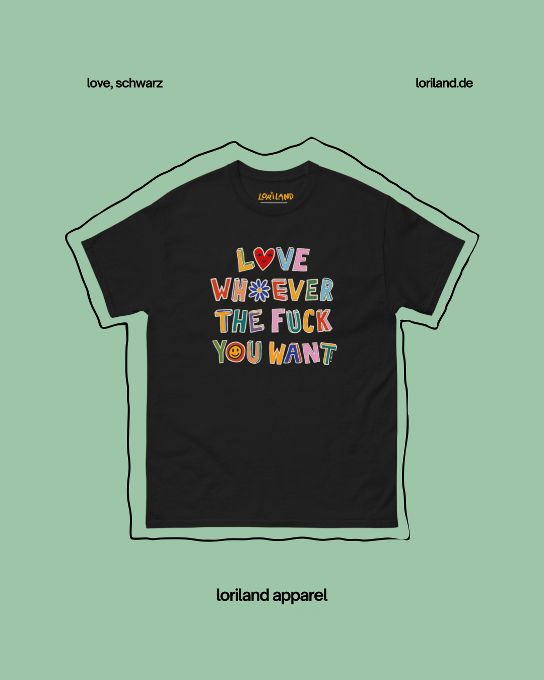 Unisex T-Shirt mit Retro Aufdruck, Love Whoever You Want