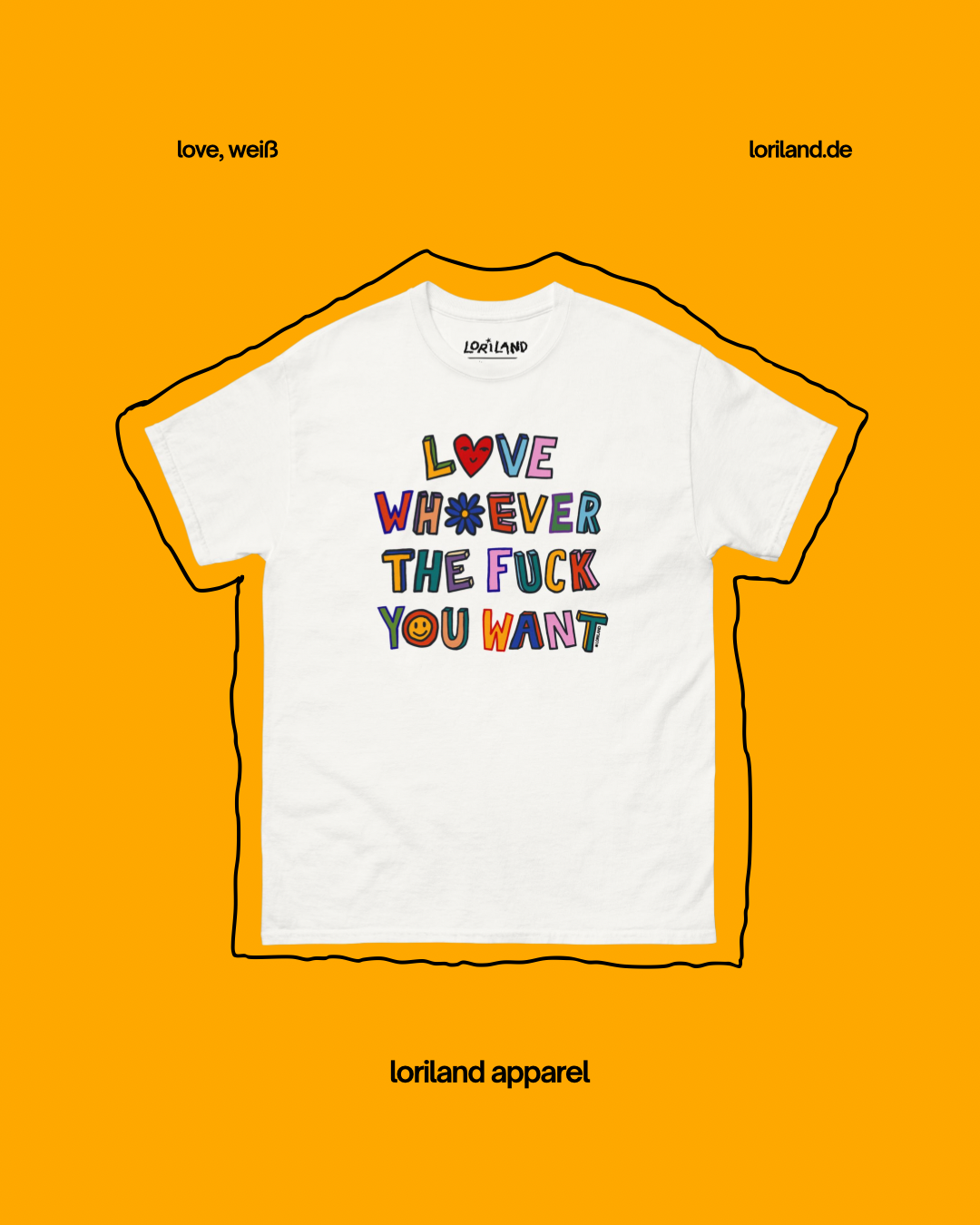 Unisex T-Shirt mit Retro Aufdruck, Love Whoever You Want