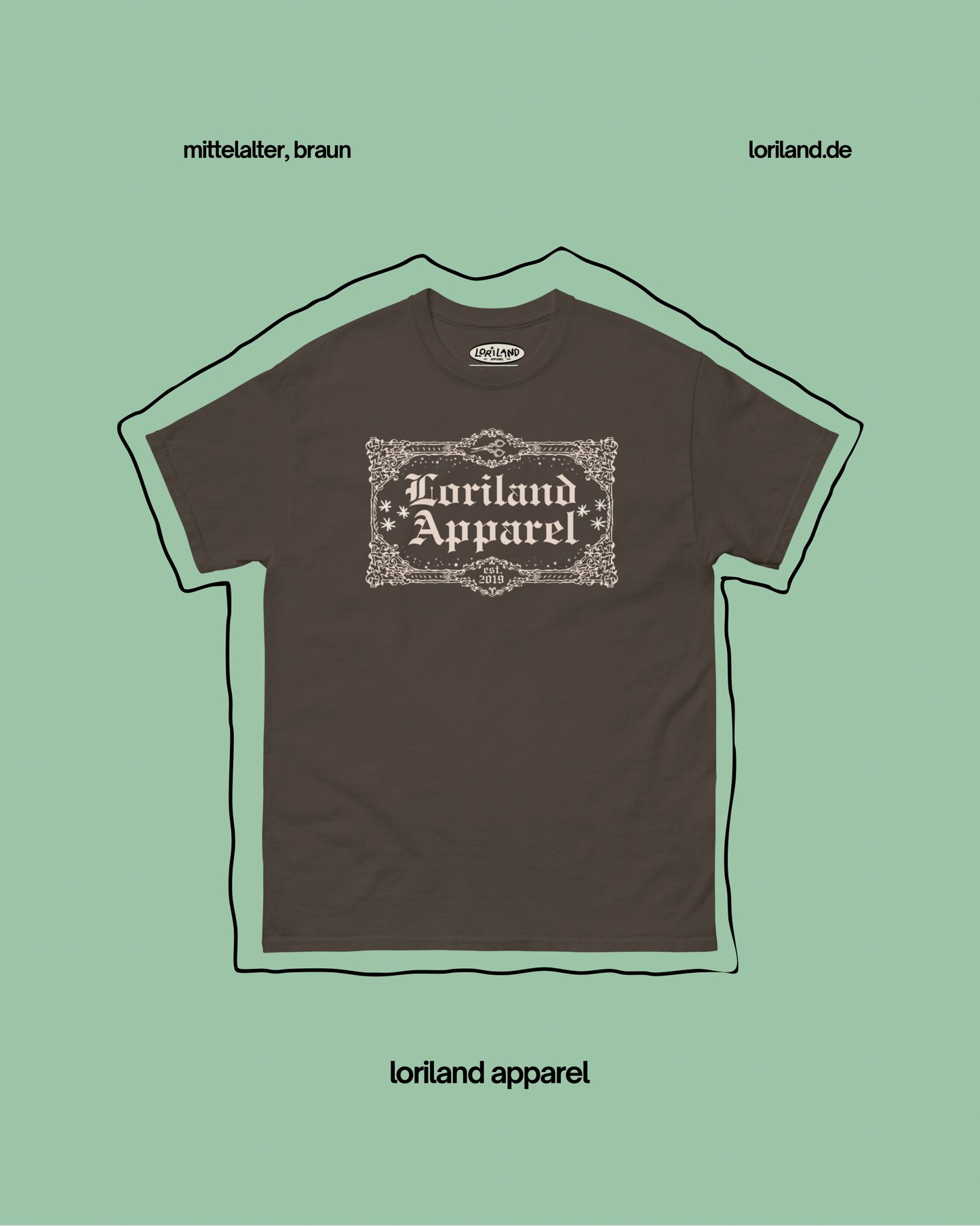 Unisex T-Shirt mit Retro Aufdruck, Mittelalter Loriland