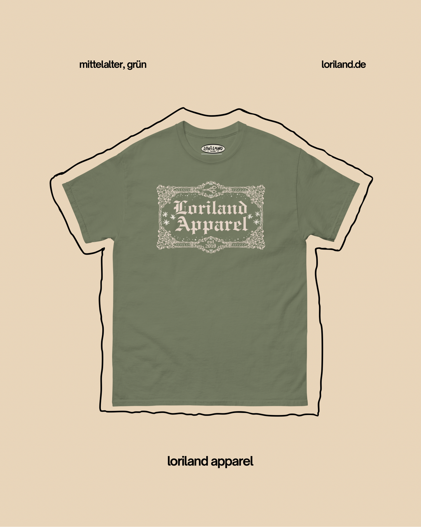 Unisex T-Shirt mit Retro Aufdruck, Mittelalter Loriland
