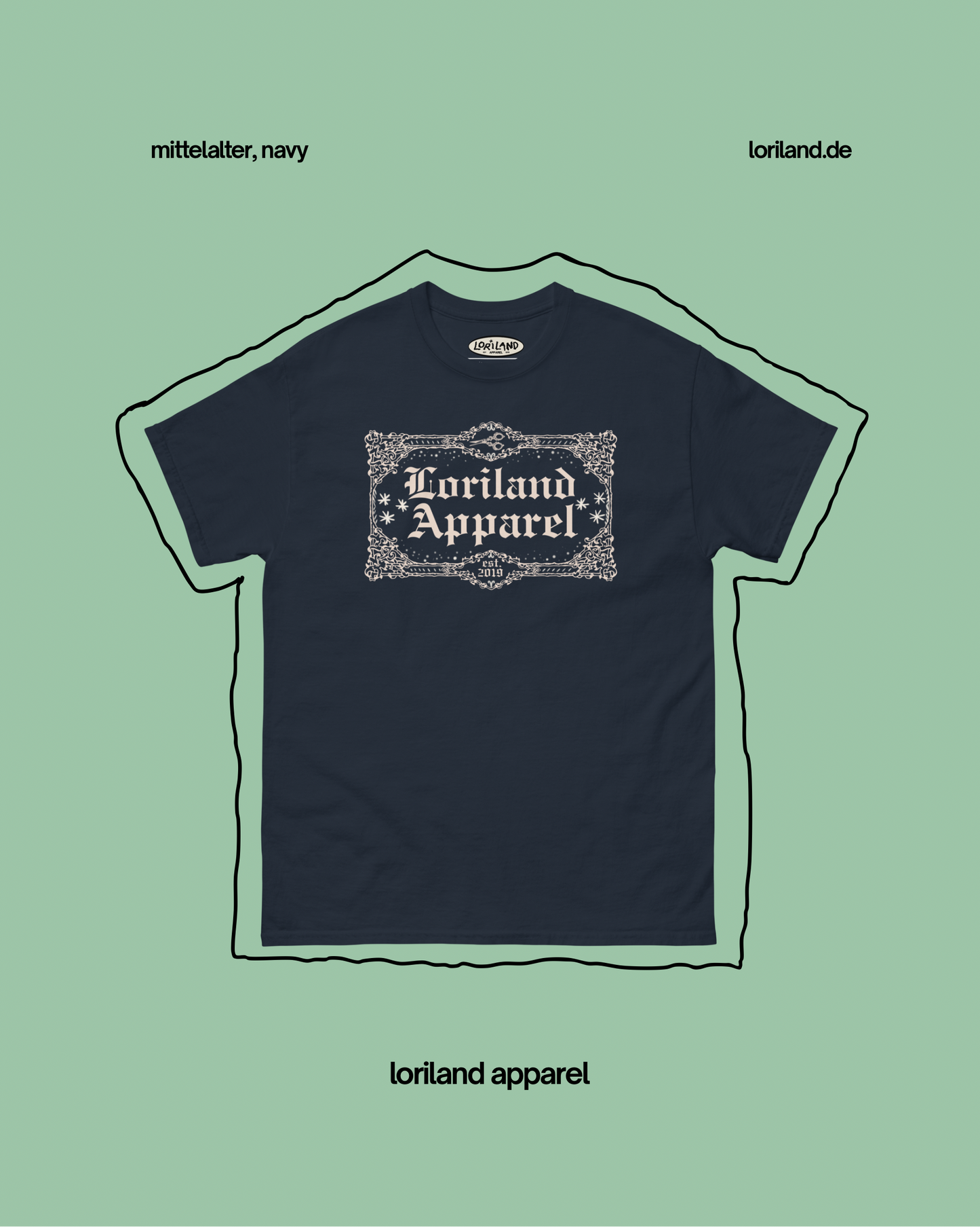 Unisex T-Shirt mit Retro Aufdruck, Mittelalter Loriland