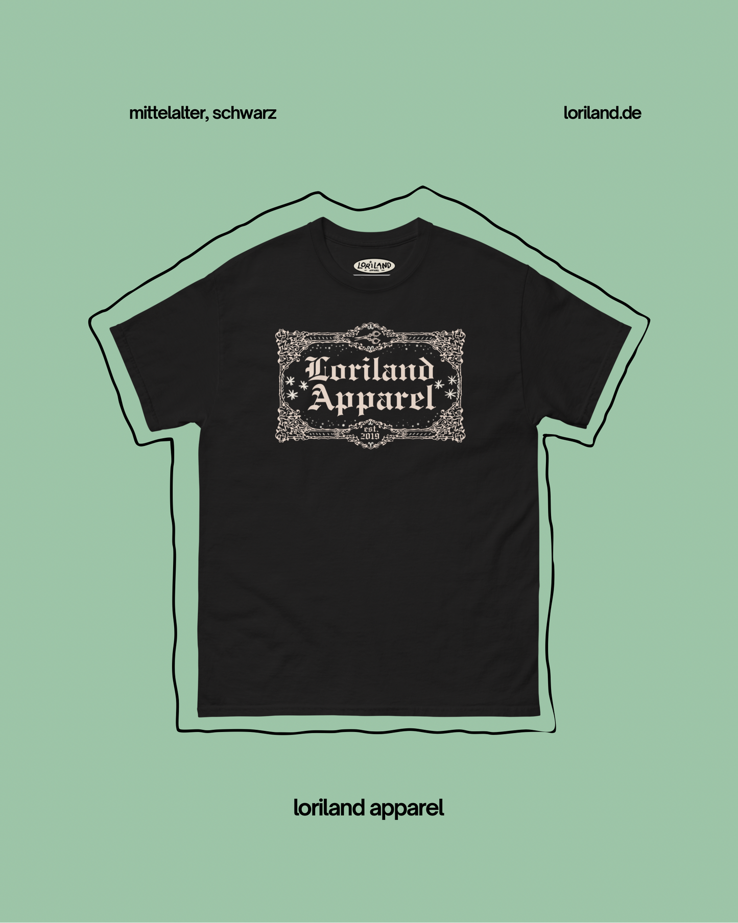 Unisex T-Shirt mit Retro Aufdruck, Mittelalter Loriland