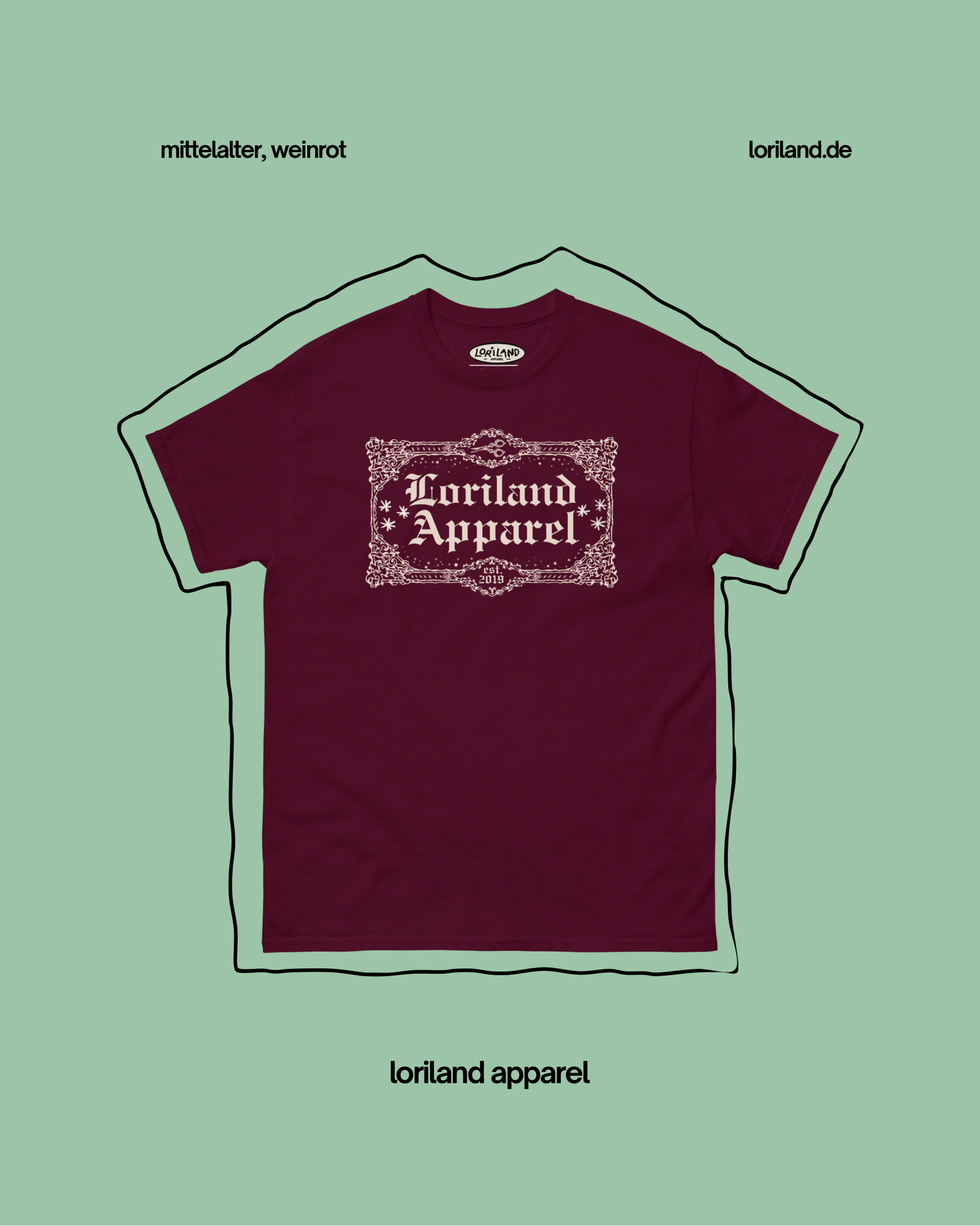 Unisex T-Shirt mit Retro Aufdruck, Mittelalter Loriland