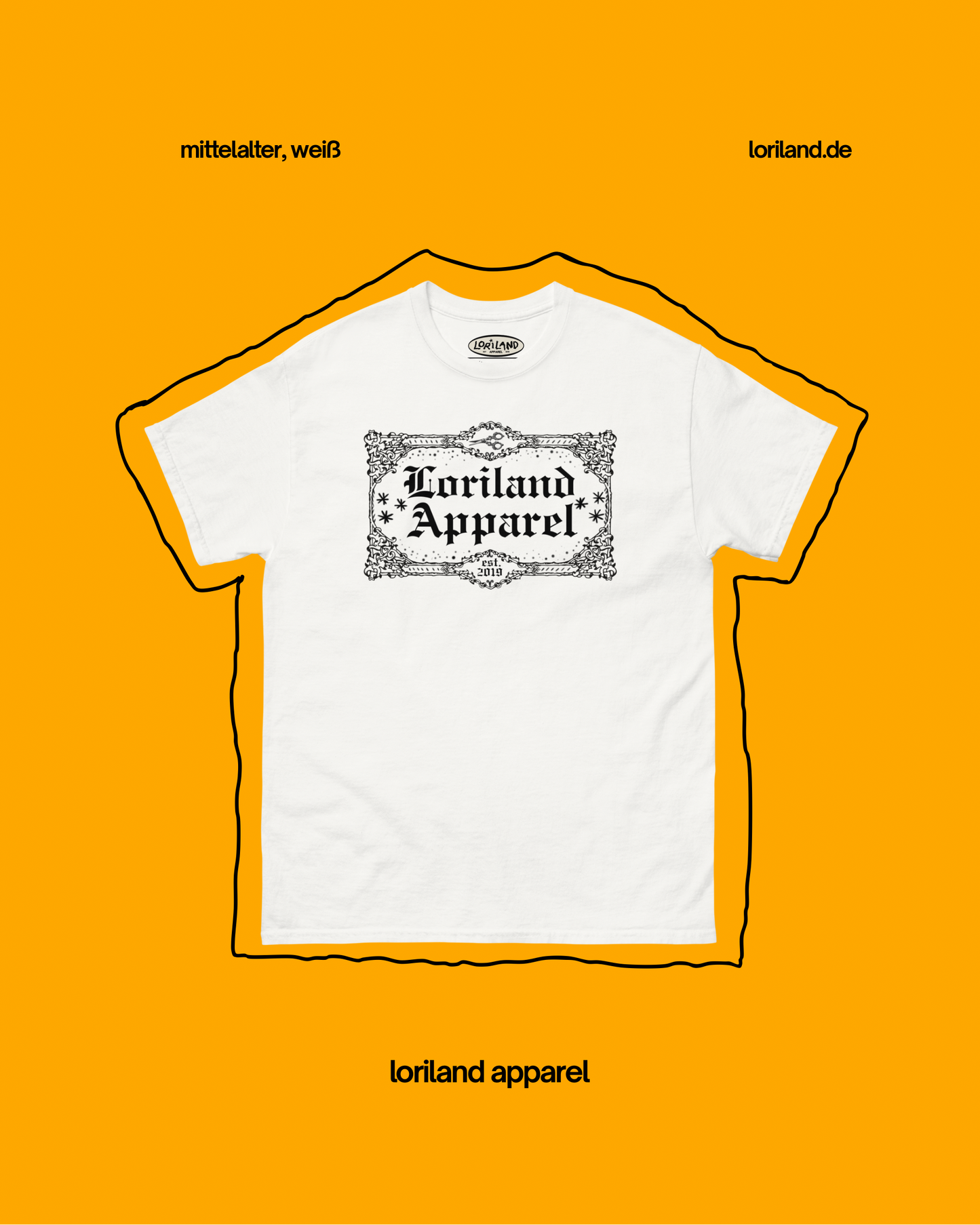 Unisex T-Shirt mit Retro Aufdruck, Mittelalter Loriland