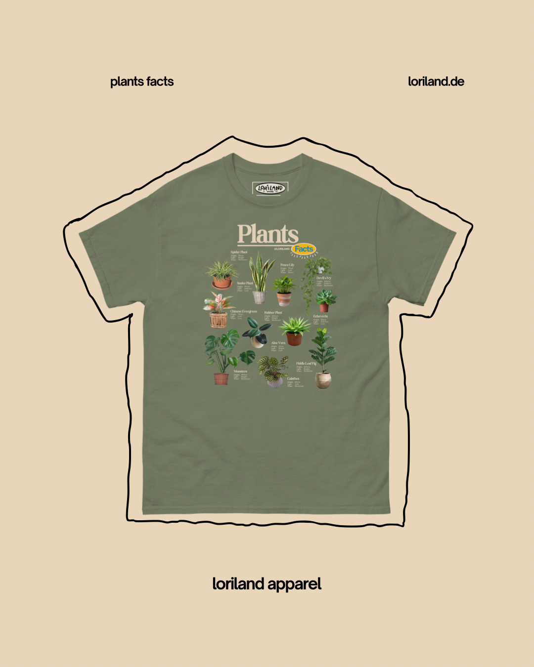 Plants Facts / Unisex T-Shirt mit Retro Aufdruck / Loriland Apparel