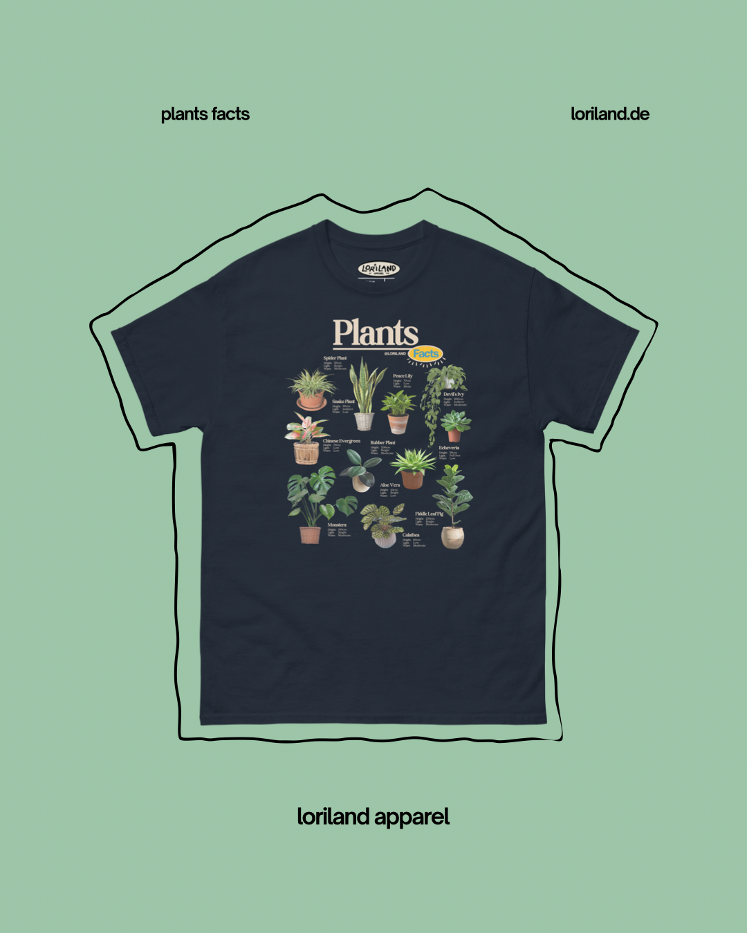Plants Facts / Unisex T-Shirt mit Retro Aufdruck / Loriland Apparel