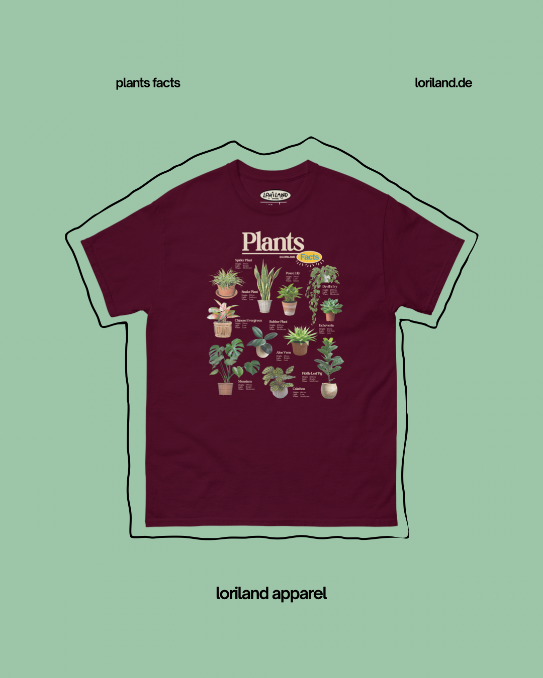 Plants Facts / Unisex T-Shirt mit Retro Aufdruck / Loriland Apparel