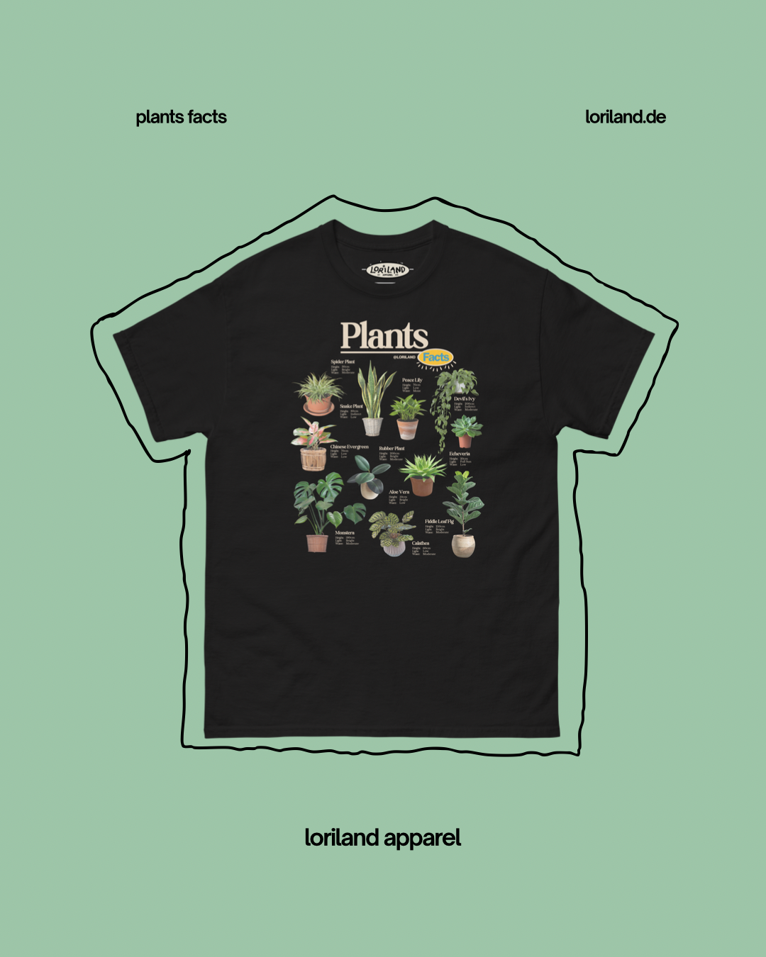 Plants Facts / Unisex T-Shirt mit Retro Aufdruck / Loriland Apparel