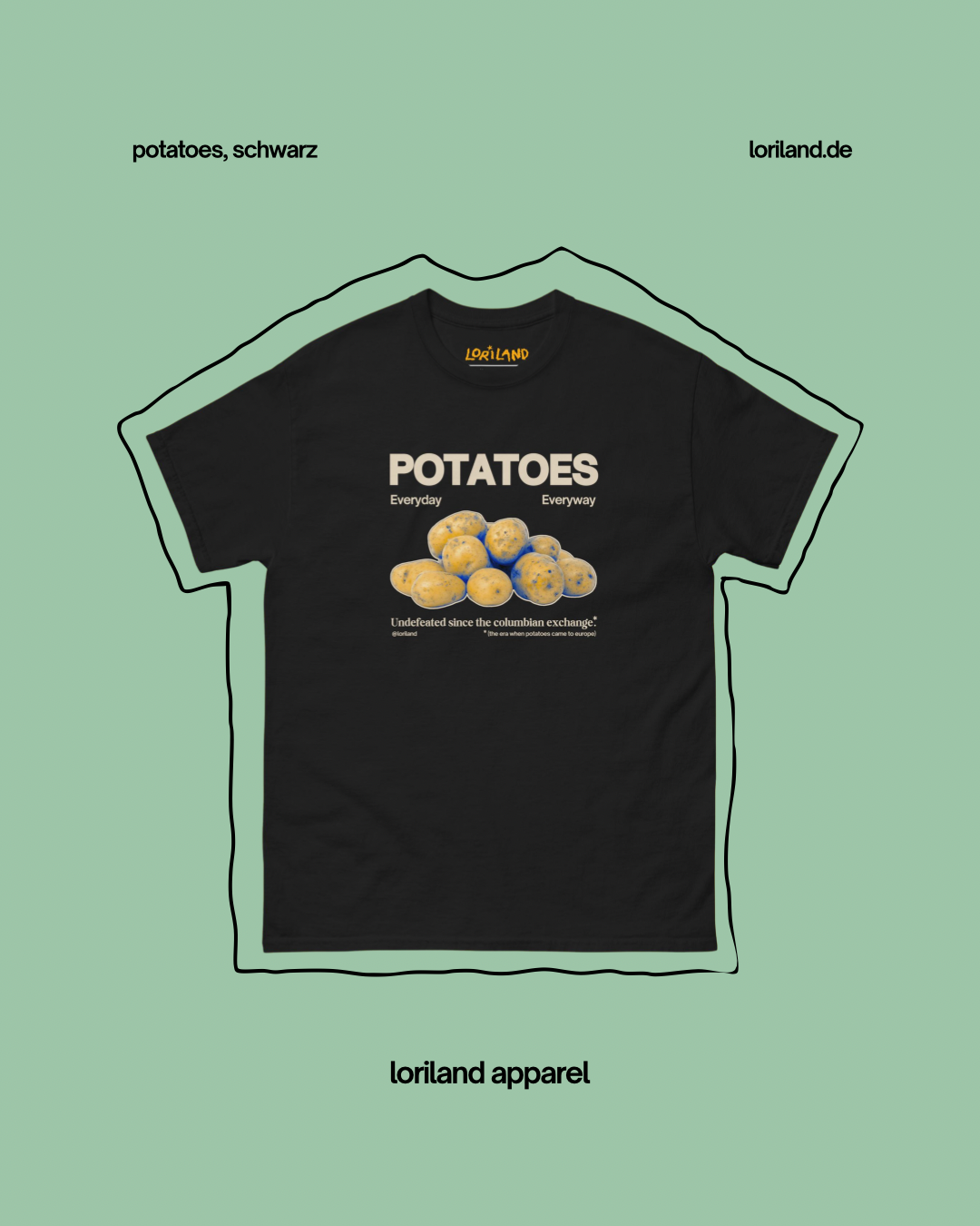 Unisex T-Shirt mit Retro Aufdruck, Potatoes